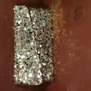 Gold sequin clutch